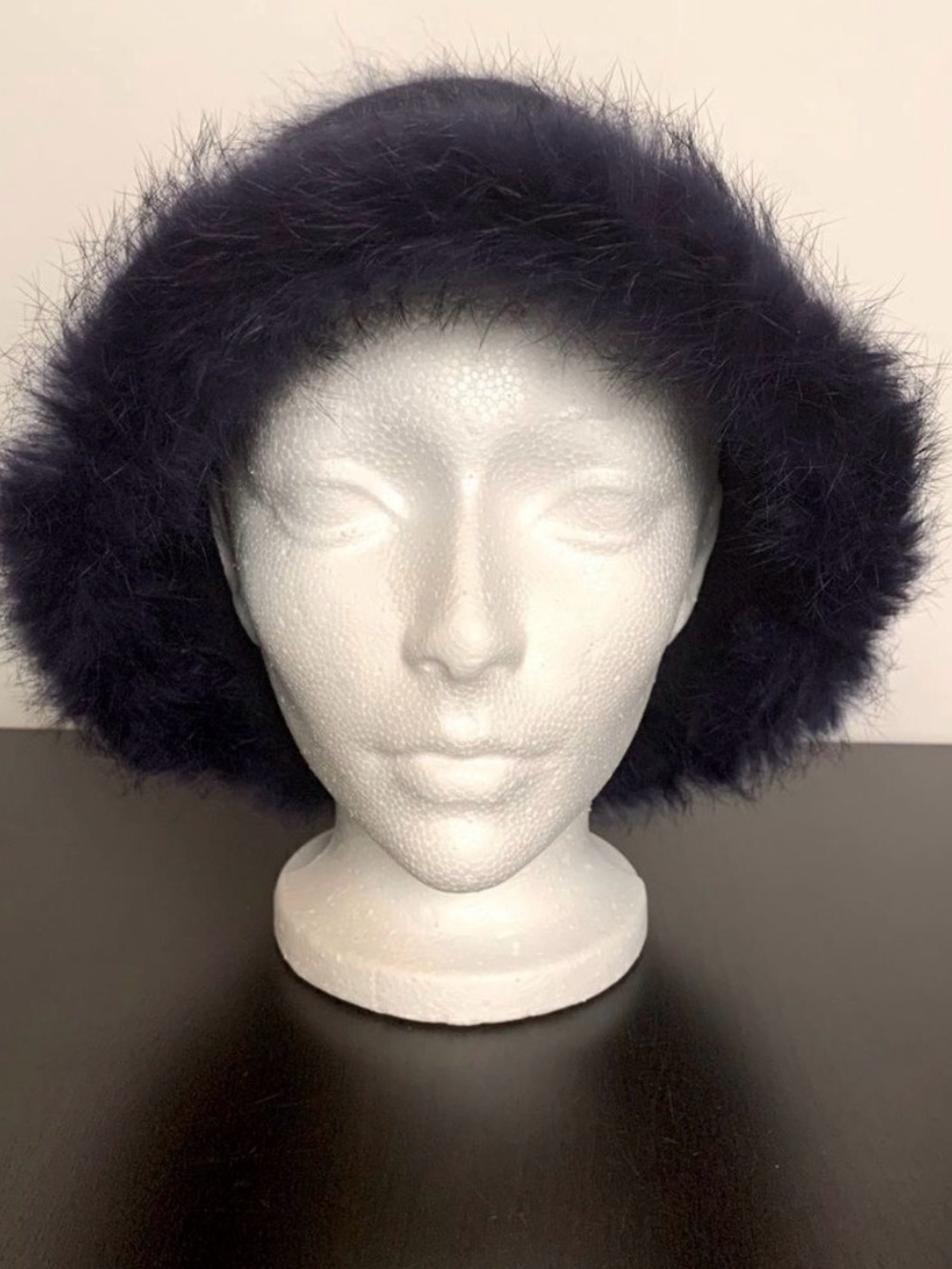 Deep Blue Rabbit/Angora Wool Blend Hat - Picture 4 of 7